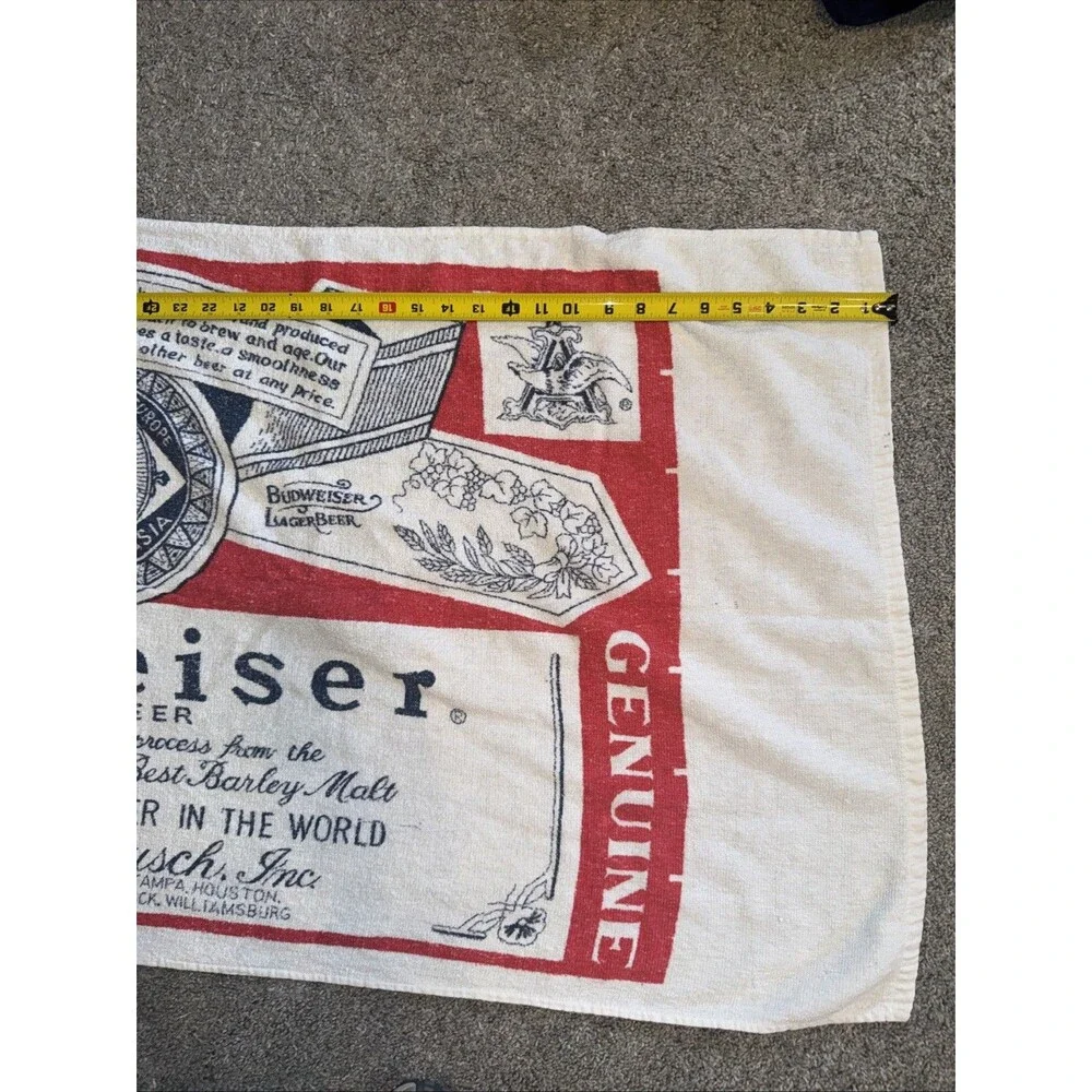 Vtg Budweiser Lager Beer Bar Towel 51x25”  Anheuser-Busch Promo Decor Lt Weight